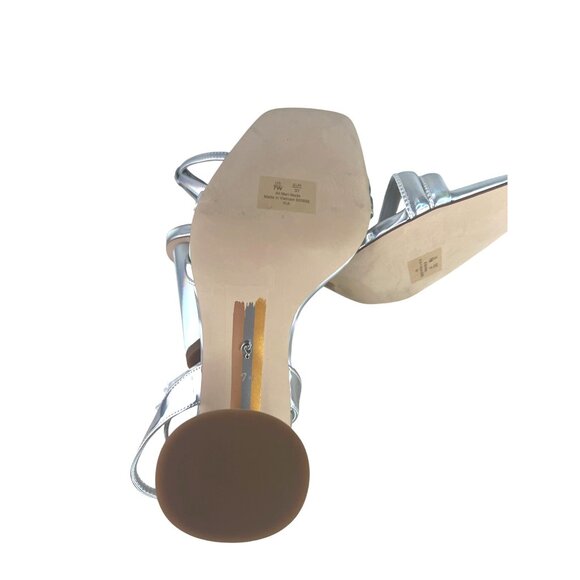 Sam Edelman Womens Kia Block Heel Sandals Soft Silver Leather Size 7W - Picture 4 of 14